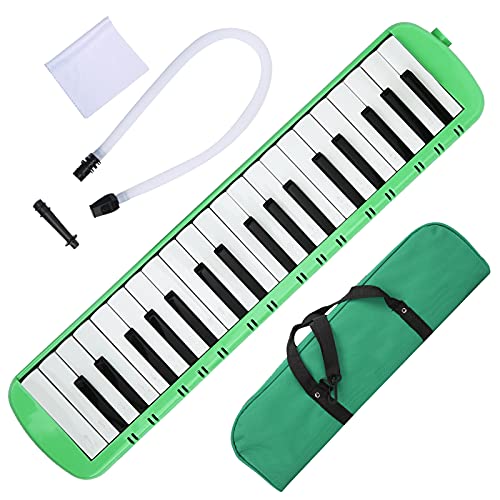 Melodica 37 Keys Keyboard Wind Musikinstrument für Musikliebhaber Anfänger Berufsausbildung(Grün), Blasinstrument