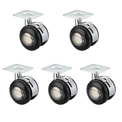 Plate 5X Office Chair Swivel Caster Wheel Swivel Chair Castor,Metal Top Plate Wheels,Trolleys Plastic Wheel,Replacement Castor Wheels for Small Sofa Furniture,for (Brake 50mm/2in)