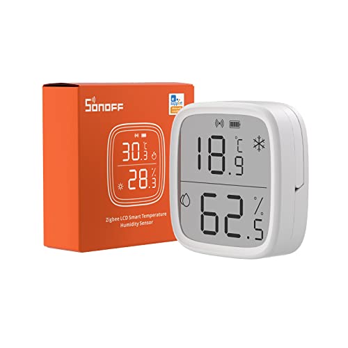 SONOFF SNZB-02D Zigbee Temperatur- und Feuchtigkeitssensor,Zigbee LCD Smart Thermometer Hygrometer,Zigbee Hub Erforderlich,Temperature Humidity Sensor Kompatibel mit Alexa/Google Home/Home Assistant