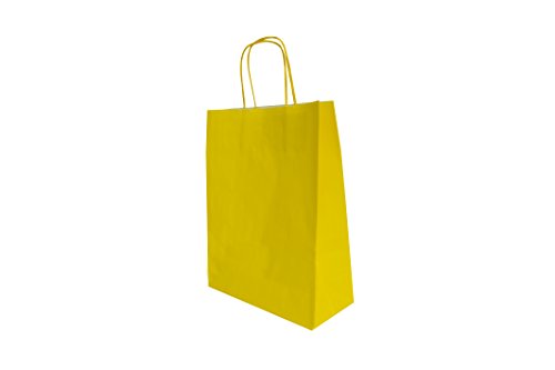 Carte Dozio - Shopper aus Papier, Farbe Gelb, gedrehter Griff, 27 + 12 x 37 cm, 25 Stück