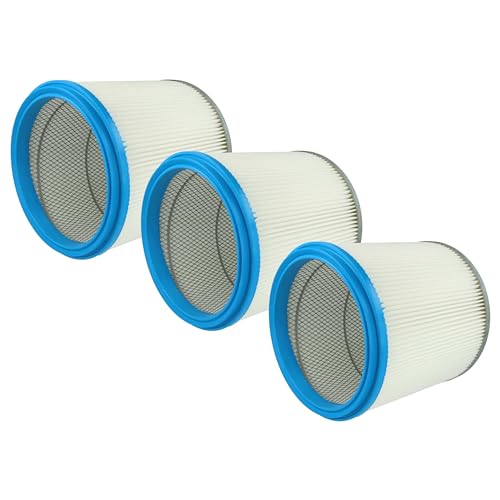 vhbw 3x Faltenfilter kompatibel mit Metabo ASR 1250, ASK 1005 Staubsauger - Filter, Patronenfilter, weiß silber blau
