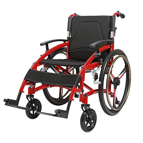 Manueller Rollstuhl, zusammenklappbar, tragbarer Rollstuhl, Aluminiumlegierung, für ältere Menschen, zusammenklappbarer Behindertenwagen, tragbar (mehrfarbig)