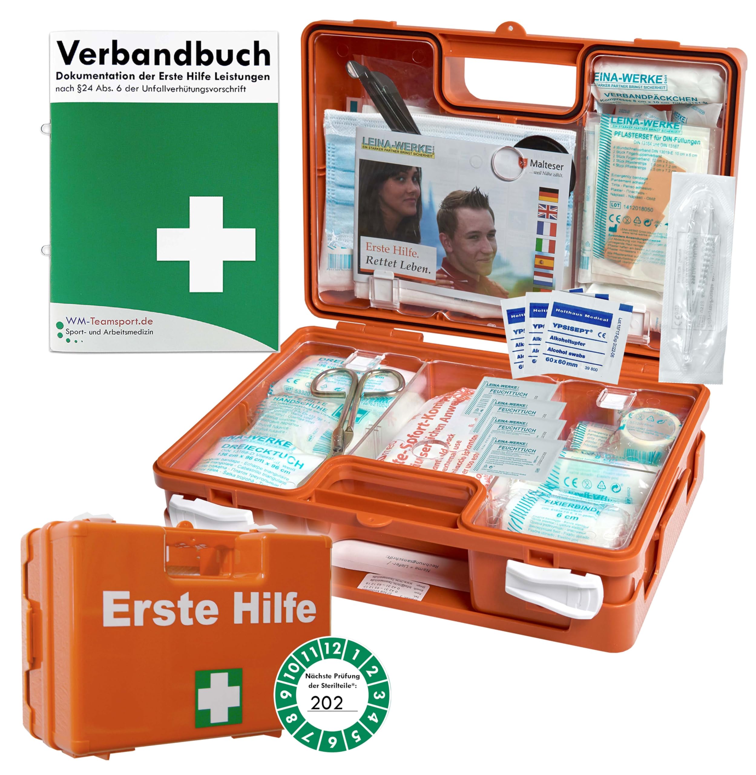 TOFOW Erste-Hilfe-Koffer M1 Plus für Betriebe DIN 13157 EN 13157 + DIN 13164 für KFZ - incl. Verbandbuch & Wundreinigung L