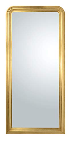 MO.WA Wandspiegel Spiegel klassisch Louis Philippe 87x187 cm Blattgold, Ganzkörperspiegel mit Massivholzrahmen Spiegel Wandspiegel groß klassisch antik