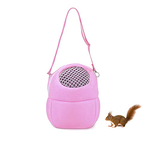 Haustier-Tragetasche, tragbare Reise-Handtasche mit Nylonriemen, kleine Haustier-Tasche für Hamster, Ratten, Igel, Kaninchen (M, Pink)