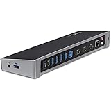 StarTech.com Drei Monitore USB 3.0 Docking Station mit 2x 4K DisplayPort & HDMI, 5x USB-A Hub (1x Fast-Charge), 3,5mm Audio, GbE, USB 3 Dockingstation mit DisplayLink, MacOS / Windows (USB3DOCKH2DP)