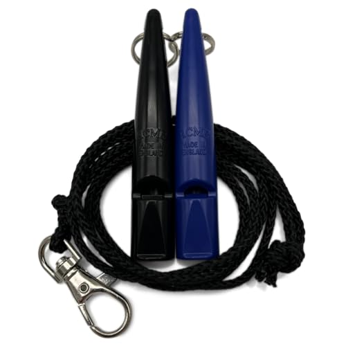 ACME Hundepfeife No. 211,5 mit Pfeifenband | Im Doppelpack | 2 Pfeifen inklusive 2 Bänder | Ideal für den Rückruf - Laut und weitreichend (Black + Baltic Blue)