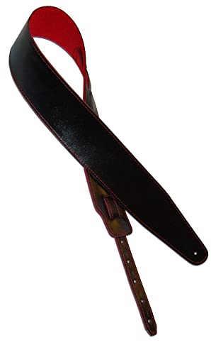 Shaman CR1 Ledergurt für E-Gitarre und E-Bass (verstellbar von 125 cm bis 155 cm, Breite: 7,6 cm, heimisches Leder) schwarz/rot