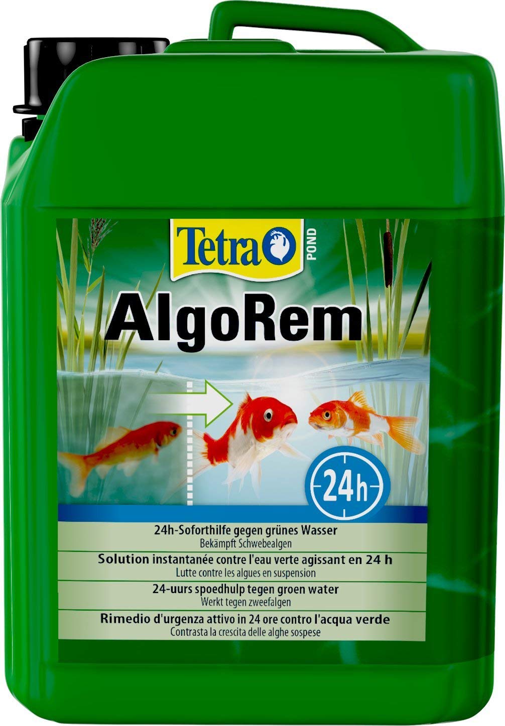Tetra Pond AlgoRem - 24-Stunden-Soforthilfe gegen grünes Wasser im Gartenteich, bekämpft Schwebealgen, 3 L Eimer
