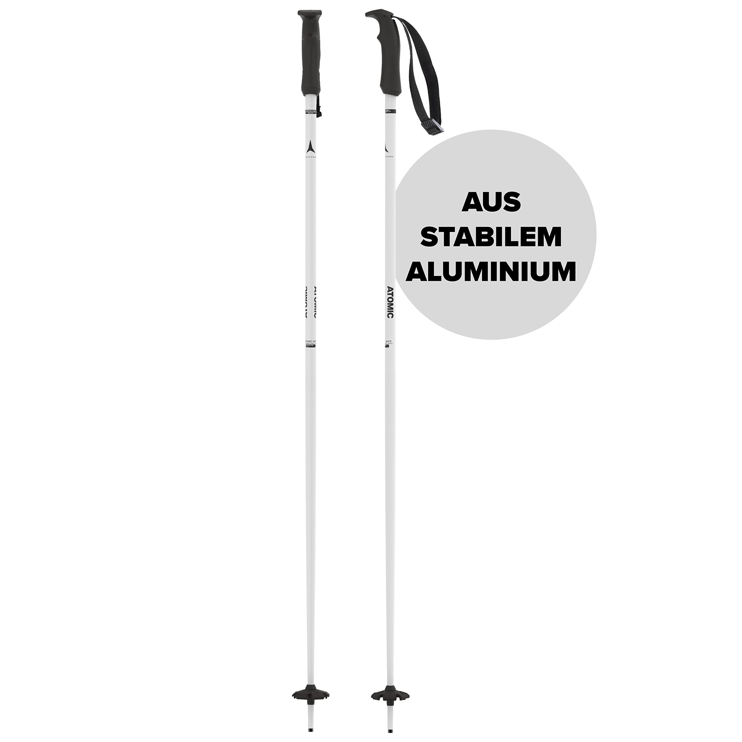 ATOMIC CLOUD Skistöcke - Weiß - Länge 110 cm - Hochwertiger Aluminium-Skistock - Ergonomischer Griff für mehr Grip - Stock mit 60 mm Pistenteller - Einsteiger-Stöcke