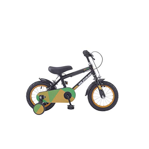Wildtrak - 12 Zoll Fahrrad für Kinder von 2-5 Jahren mit Stützrädern – Schwarz/Grün