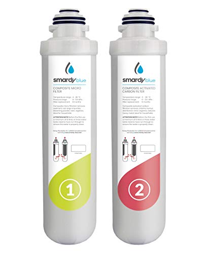 smardy 2in1 Ersatzfilter Set für Umkehr-Osmoseanlage R100 Aktivkohle-Filter Wasserfilter Wechselintervall 6 Monate