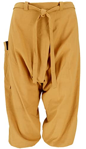 GURU SHOP Baggy Shorts, Sarouel Hose, Damen, Saharagelb, Baumwolle, Size:S (38), Pluderhosen & Aladinhosen Alternative Bekleidung