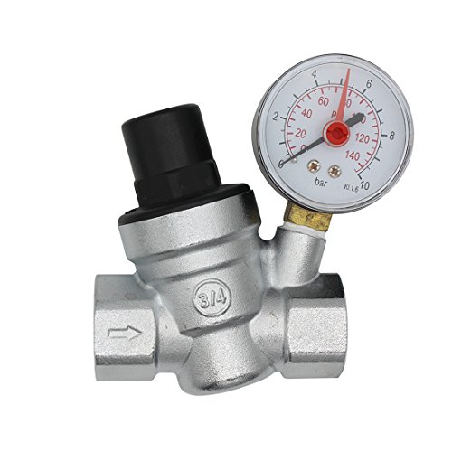 DN20 Druckminderer für Wasserdruck 3/4-Zoll-Anschluss (1m9 cm), mit Manometer