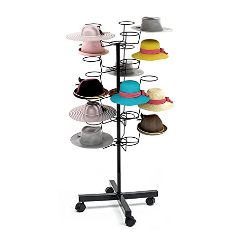 ybaymy Hutständer 5-stöckiger 25 drehbarer Perückenkopfhalter Hutständer freistehender moderner Kopfbedeckungs-Perückenständer Metallbodenständer für Mützen, Perücken und Hüte