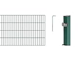 Alberts, grün GAH 642570 Doppelstabmattenzaun als 12 tlg. Zaun-Komplettset wahlweise in verschiedenen Farben | kunststoffbeschichtet, 80 cm | Länge 10 m, Höhe: 800 mm