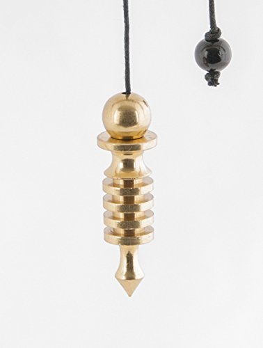 Isis Pendel Messingpendel L=50 mm aus Messing vergoldet mit Schnur, Orakel Anhänger, Schnur mit Perle, Radiästhesie
