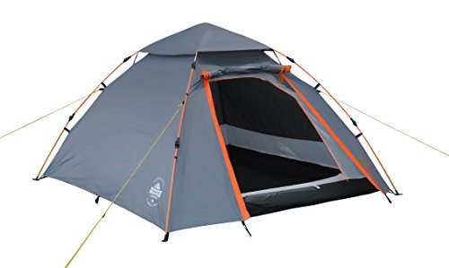 Lumaland Outdoor Pop Up Kuppelzelt Wurfzelt 3 Personen Zelt Camping Festival etc. 215 x 195 x 120 cm robust Grau