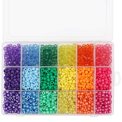Kurtzy 2300 STK Pony Perlen 6mm in Regenbogenfarben mit Sortierkasten Bastelperlen zum Auffädeln Perlen Set für Schmuck, Armbänder, Ketten, Schlüsselanhänger, Basteln