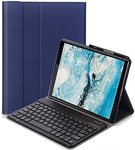 YHFZR Tastatur Hülle for Lenovo Tab M8 - (QWERTY Layout), Ultradünn Flip Entfernbar Drahtloser Keyboardständer Ledertasche für Lenovo Tab M8 (TB-8705F/TB-8505F/TB-8505X/TB-8505FS) 8 Zoll Tablet, Blau