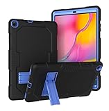 QINYUP Geeignet für Samsung Tab A 8,0 Zoll T290 / T295 Silikon PC Halter Tablet Hülle-Schwarz + Blau