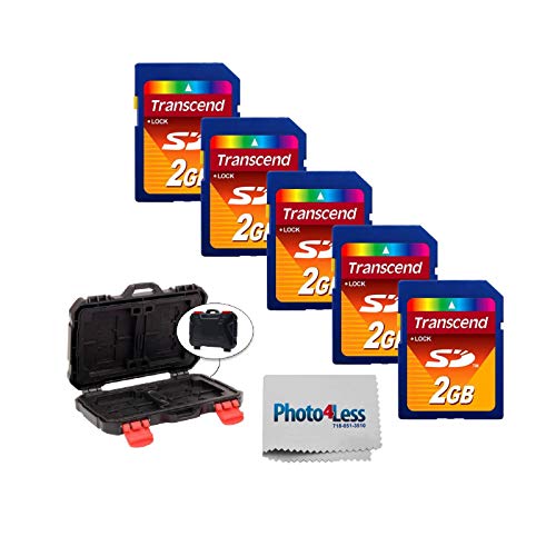 Transcend TS2GSDC SD-Speicherkarte, 2 GB, inkl. Vivitar Speicherkarten-Hardcase (24 Kartenfächer) + Photo4Less Kamera und Objektiv-Reinigungstuch – Deluxe-Zubehör-Set