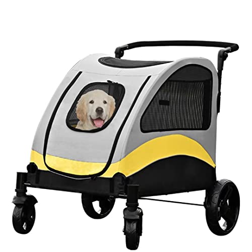 Großer Hundewagen Buggy, Vorder- und Hintertür-Hundewagenwagen, Mit einem Klick zusammenklappbarer Hundewagenwagen für Haustiere bis zu 132 Pfund, Outdoor-Reisehundeträger