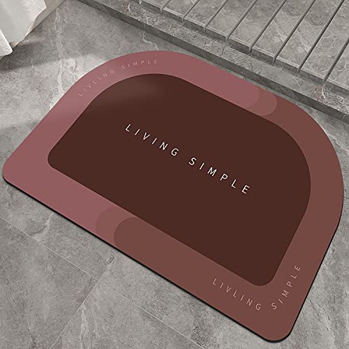 Linarun Super absorbierende Bodenmatte rutschfeste Floor Mat aus Naturkautschuk, Anti-fettig und Schnell Trocknend Waschbare Badematte passen für Badezimmer, Dusche, Küche (60 x 90 cm, Halbkreis-Rot)