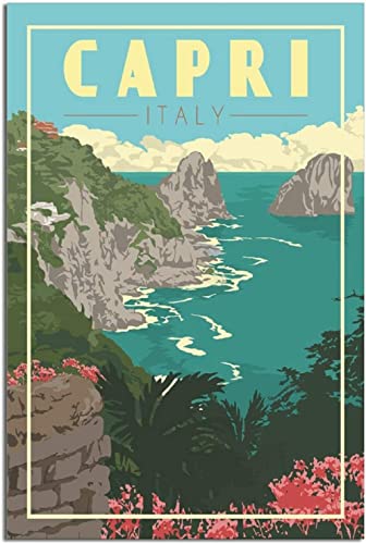 Nordischen Stil 50x70cm Kein Rahmen Capri Italien Vintage Nationalpark Reise Poster Wanddekoration Poster Kunst Malerei Poster Decor