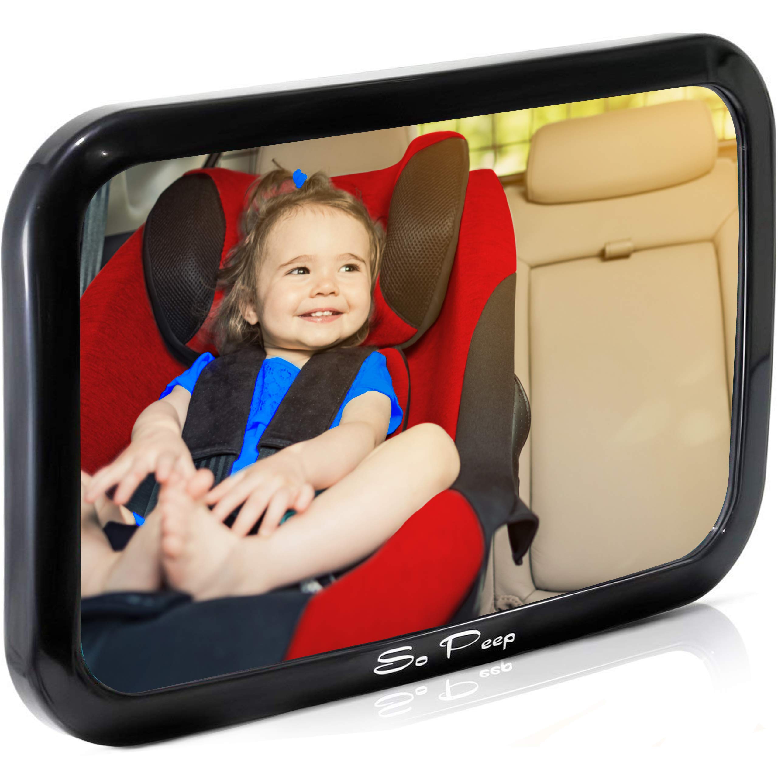 So Peep Auto Spiegel Baby Rücksitzspiegel - Baby Erstausstattung fürs Auto - Kindersitz-Spiegel für Babys & Kinder - Stabiler & bruchsicherer Baby-Auto-Rückspiegel