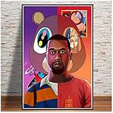 ASLKUYT Kanye West Poster Und Drucke Rapper Music Star Sänger Album Collage Ölgemälde Kunst Wandbilder Für Wohnzimmer Wohnkultur-50x70 cm Kein Rahmen