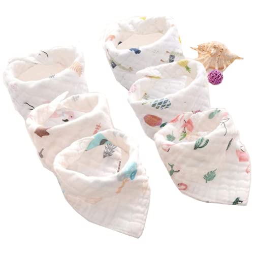 Baby-Spucktuch, Dreiecktuch, Lätzchen aus Baumwolle, neugeborenes Lätzchen aus Gaze gegen Erbrechen, 8 Schichten Gaze, 6 Packungen-F