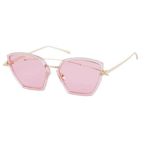 MUTYNE Übergroße Sonnenbrille Damen Mode Metallrahmen Cat Eye Glas Rosa Schwarz Gelb Farbtöne Brillen Weiblich,c2,Einheitsgröße