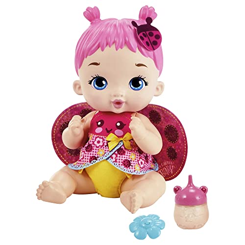 MY GARDEN BABY HMX27 - Marienkäfer-Babypuppe mit Zubehör wie Einer wiederverwendbaren Windel, Fläschchen und mehr, Kinderspielzeug, Puppen Spiezeug ab 4 Jahren