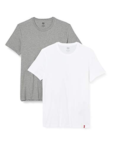 Levi's Herren Slim 2 Pk Crewneck 1 T-Shirt, Weiß (Two-Pack Tee White + White 0000), L