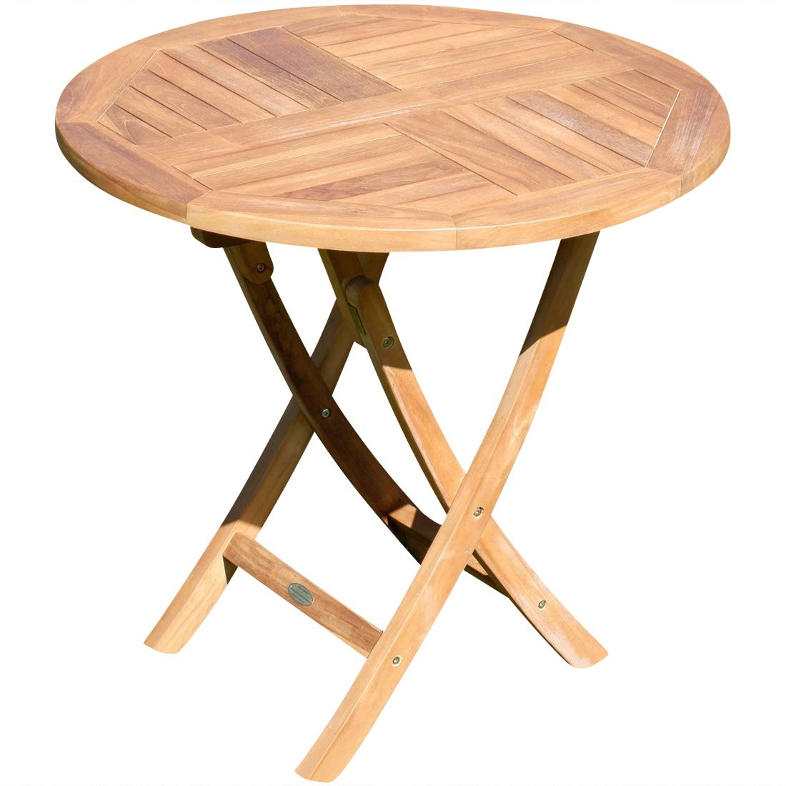 AS-S Teak runder Klapptisch Gartentisch Holztisch Garten Tisch rund 80cm JAV-Coamo Teakholz