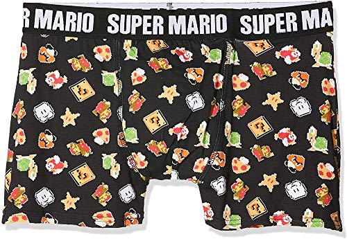 Nintendo Herren Super Mario Bros. Men's Characters & Icons Boxer Shorts Underwear Boxershorts, Schwarz (Schwarz Schwarz), X-Large