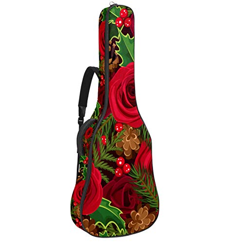 Gitarrentasche mit Reißverschluss, wasserdicht, weich, für Bassgitarre, Akustik- und klassische Folk-Gitarre, Love Rose Flower Dschungel