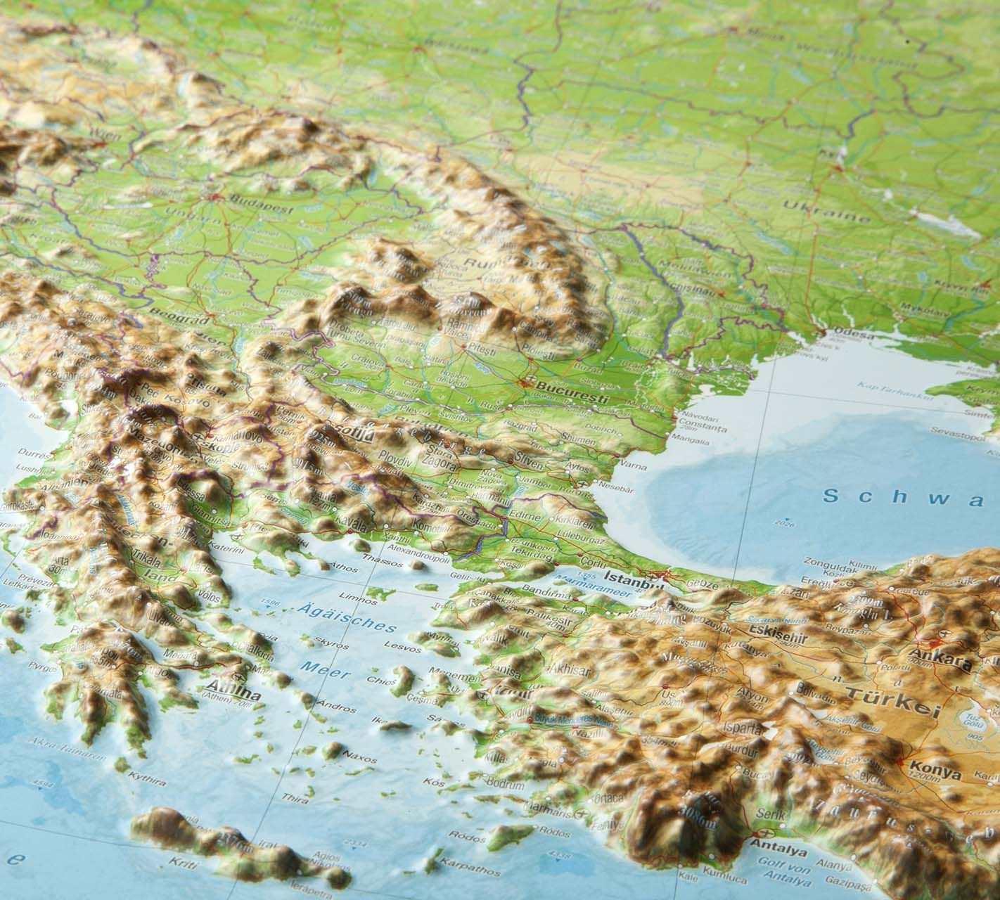 3D Relief-Landkarte EUROPA mit Rahmen - groß 4