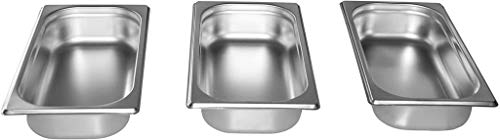 Gastro-Bedarf-Gutheil 3 x Gastronormbehälter GN Behälter 1/3 T65 mm tief stapelbar Edelstahl geeignet für Chafing Dish, Bain Marie, Saladette