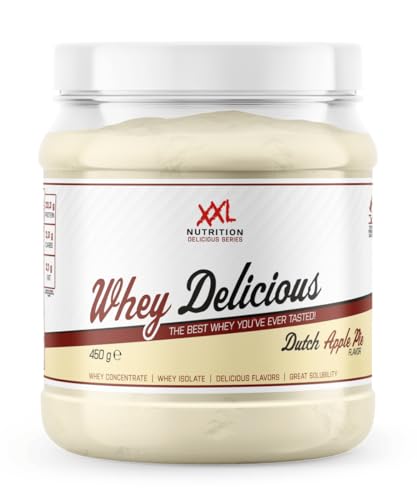 XXL Nutrition - Whey Delicious Protein Pulver - Leckerste Shake - Eiweiss Pulver, Whey Protein Isolat & Konzentrat - Hohe Qualität - 78,5% Proteingehalt - Apfelkuchen - 450 Gramm
