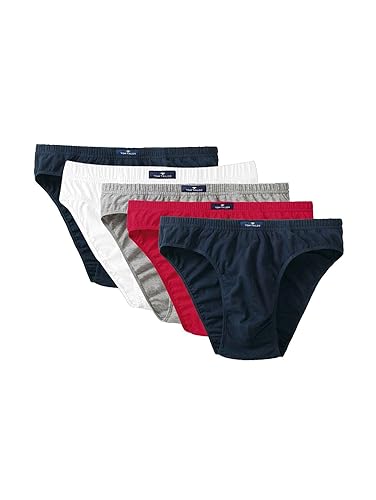 TOM TAILOR Underwear Herren Mini 5er Pack Slip, Blau (Navy-White-red 7249), Small (Herstellergröße: S/4) (5erPack)
