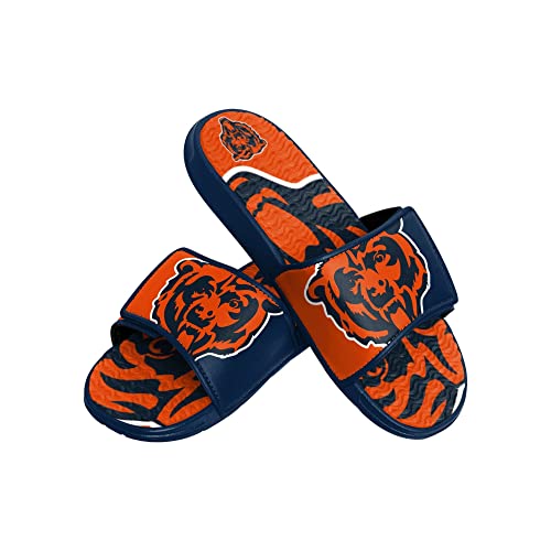 Foco Chicago Bears NFL Colorblock Big Logo Gel Slide Blue Orange Badelatschen Hausschuhe - S