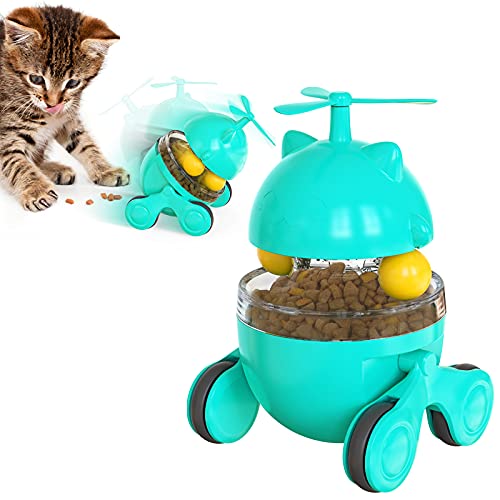 NW Run Lucky Cat Food Leaking Toy Trainingsfunktion Verbessern Intelligenz Linderung Angst Gleitspielzeug Futterspender Spielzeug Spur Katzenspielzeug Haustier Produkt Kunststoffprodukt (Türkis)