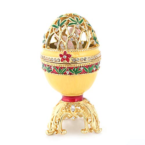 hetuioiyster Golden Fabergé-Ei Handbemalte Schmuck Schmuckkästchen Geschenk für Ostern Home Decor Halskette Display