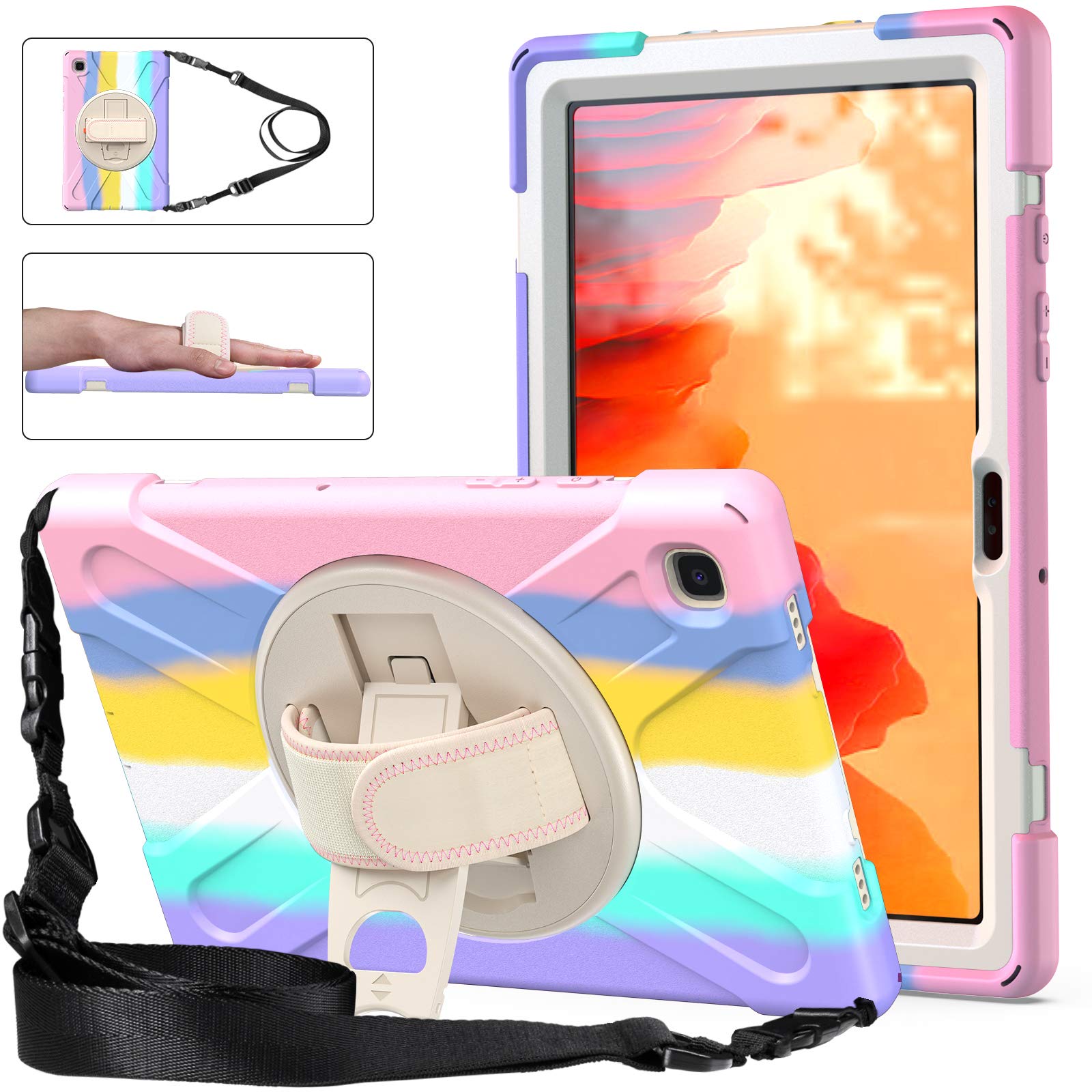 YGoal Hülle für iPad Pro 12.9 2021 - [Handschlaufe] [Schultergurt] Robuste Schutzhülle mit Fallschutz und 360-Grad-Drehständer Case Cover für iPad Pro 12.9 2021, MRose