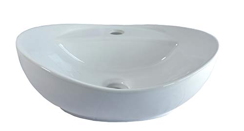 Omeere 1x Aufsatzwaschbecken Keramik oval Waschbecken Aufsatz klein weiß 40,5x32,5x14 WP801