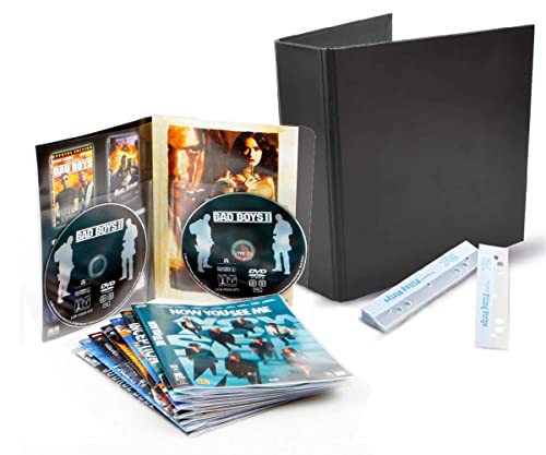 3L DVD Aufbewahrung - Kombipack mit 50 doppelte DVD Hüllen & 2 DVD Ordner & 50 Strips - Praktische Archivierung - 10266