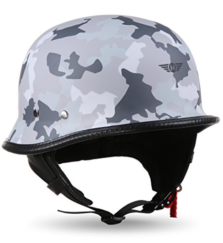 Moto Helmets® D33 "Army Snow" · Brain-Cap · Halbschale Jet-Helm Motorrad-Helm Roller-Helm Scooter-Helm Bobber Mofa-Helm Chopper Retro Cruiser Vintage Pilot · Schnellverschluss Tasche XL (61-62cm)