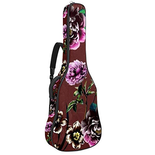 Gitarren-Gigbag, wasserdicht, mit Reißverschluss, weicher Gitarren-Rucksack, Bass, Akustik- und klassische Folk-E-Gitarre, Tasche, Blumen, verblassen